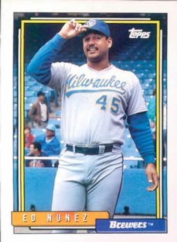 #352 Edwin Nunez - Milwaukee Brewers - 1992 Topps Baseball