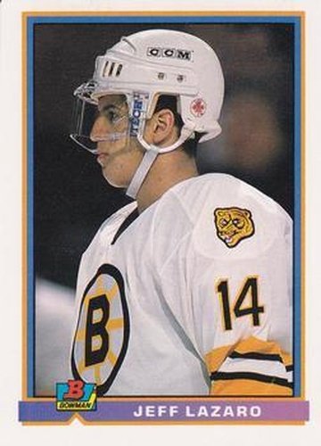 #352 Jeff Lazaro - Boston Bruins - 1991-92 Bowman Hockey