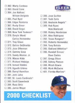 #354 Alex Rodriguez - Seattle Mariners - 2000 Fleer Tradition Baseball