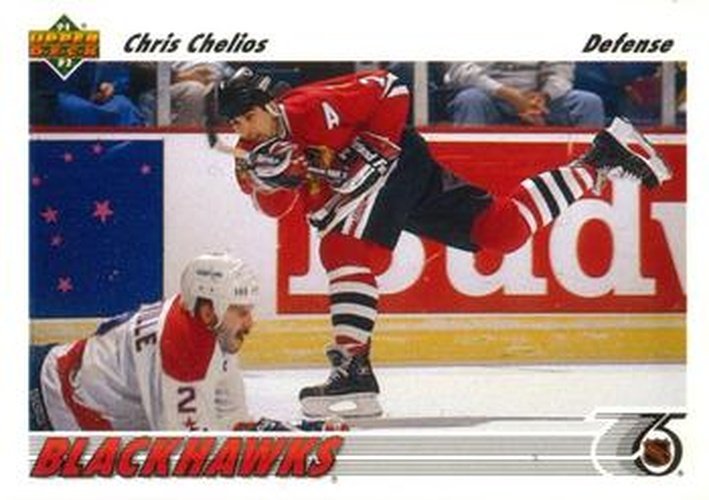 #354 Chris Chelios - Chicago Blackhawks - 1991-92 Upper Deck Hockey