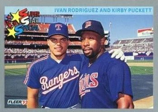 #355 Ivan Rodriguez / Kirby Puckett - Texas Rangers / Minnesota Twins - 1993 Fleer Baseball