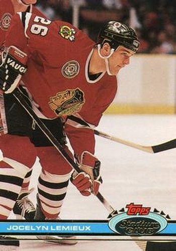 #356 Jocelyn Lemieux - Chicago Blackhawks - 1991-92 Stadium Club Hockey