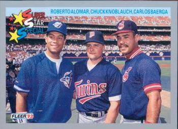 #357 Roberto Alomar / Chuck Knoblauch / Carlos Baerga - Toronto Blue Jays / Minnesota Twins / Cleveland Indians - 1993 Fleer Baseball