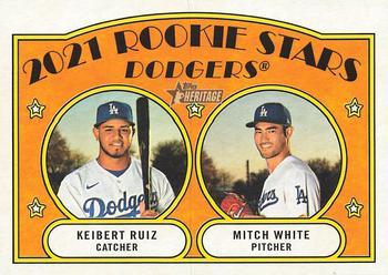#357 Dodgers 2021 Rookie Stars Keibert Ruiz / Mitch White - Los Angeles Dodgers - 2021 Topps Heritage Baseball