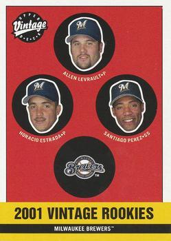 #357 Allen Levrault / Horacio Estrada / Santiago Perez - Milwaukee Brewers - 2001 Upper Deck Vintage Baseball