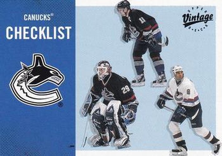 #357 Canucks Checklist - Vancouver Canucks - 2000-01 Upper Deck Vintage Hockey