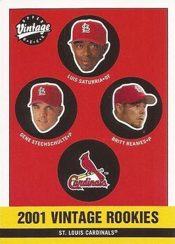#358 Luis Saturria / Gene Stechschulte / Britt Reames - St. Louis Cardinals - 2001 Upper Deck Vintage Baseball