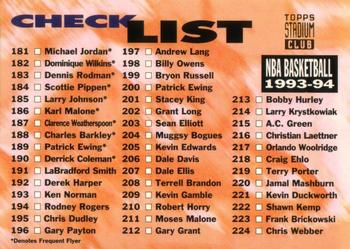 #359 Checklist: 181-270 - 1993-94 Stadium Club Basketball