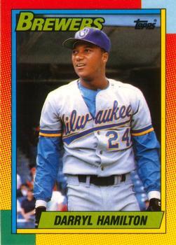 #35T Darryl Hamilton - Milwaukee Brewers - 1990 Topps Traded Baseball