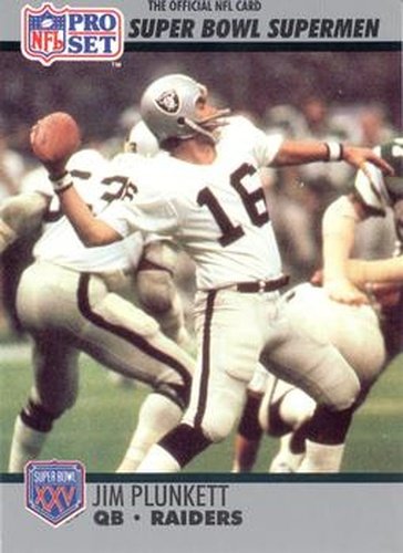 #35 Jim Plunkett - Oakland Raiders / Los Angeles Raiders - 1990-91 Pro Set Super Bowl XXV Silver Anniversary Football