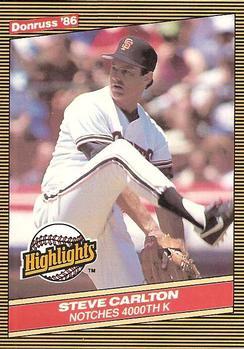 #35 Steve Carlton - San Francisco Giants - 1986 Donruss Highlights Baseball