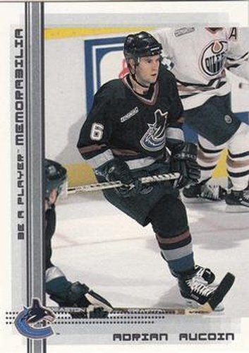 #362 Adrian Aucoin - Vancouver Canucks - 2000-01 Be a Player Memorabilia Hockey