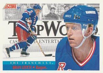 #363 Brian Leetch - New York Rangers - 1991-92 Score Canadian Bilingual Hockey