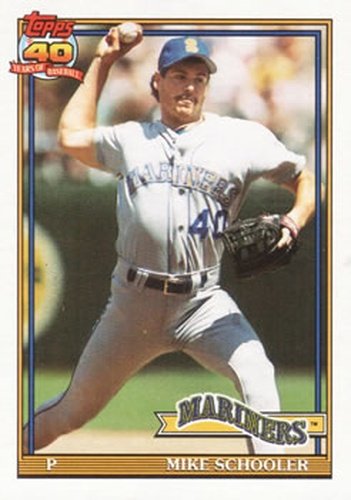#365 Mike Schooler - Seattle Mariners - 1991 Topps Baseball