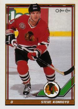 #366 Steve Konroyd - Chicago Blackhawks - 1991-92 O-Pee-Chee Hockey