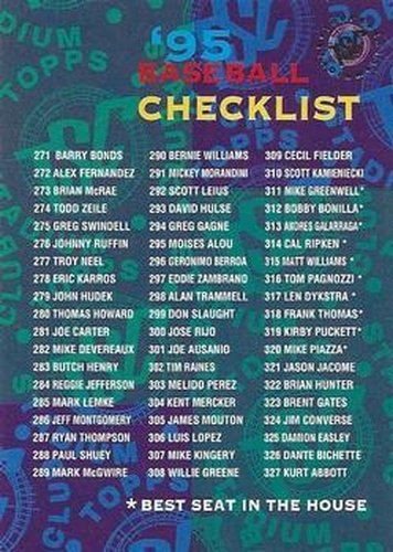 #366 Checklist: 271-384 - 1995 Stadium Club Baseball
