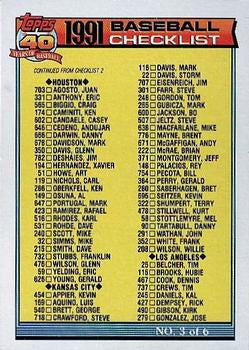 #366 Checklist 3 of 6 - Houston Astros / Kansas City Royals / Los Angeles Dodgers / Milwaukee Brewers / Minnesota Twins - 1991 Topps Baseball