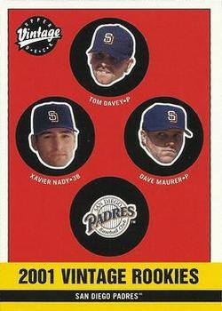 #366 Tom Davey / Xavier Nady / Dave Maurer - San Diego Padres - 2001 Upper Deck Vintage Baseball