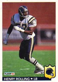 #368 Henry Rolling - San Diego Chargers - 1992 Fleer Football