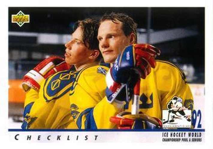 #369 World Championships Checklist - Sweden - 1992-93 Upper Deck Hockey