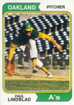 #369 Paul Lindblad - Oakland Athletics - 1974 Topps Baseball