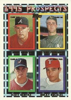 #369 Brad Clontz / Steve Phoenix / Scott Gentile / Bucky Buckles - Atlanta Braves / Oakland Athletics / Montreal Expos / Texas Rangers - 1995 Topps Baseball