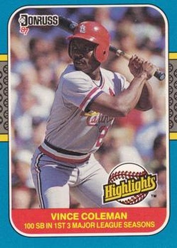 #36 Vince Coleman - St. Louis Cardinals - 1987 Donruss Highlights Baseball