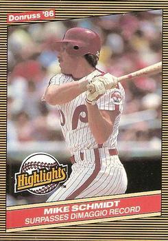 #36 Mike Schmidt - Philadelphia Phillies - 1986 Donruss Highlights Baseball