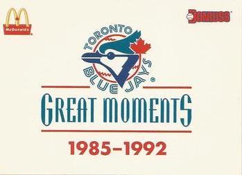#36 Checklist - Toronto Blue Jays - 1993 Donruss McDonald's Toronto Blue Jays Great Moments Baseball