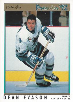 #36 Dean Evason - San Jose Sharks - 1991-92 O-Pee-Chee Premier Hockey