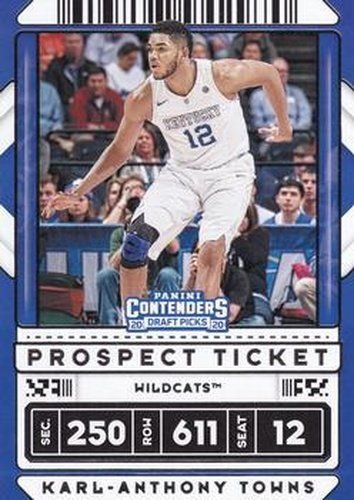 #36b Karl-Anthony Towns - Kentucky Wildcats - 2020 Panini Contenders Draft Picks Basketball