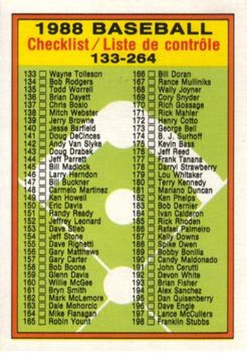 #373 Checklist: 133-264 - 1988 O-Pee-Chee Baseball