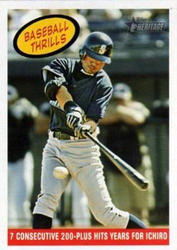 #373 7 Consecutive 200-Hits Seasons for Ichiro - Seattle Mariners - 2008 Topps Heritage Baseball