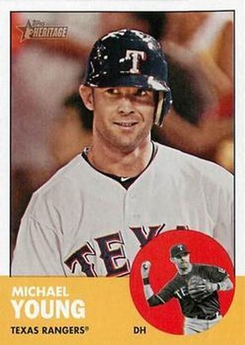 #373a Michael Young - Texas Rangers - 2012 Topps Heritage Baseball