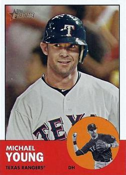 #373b Michael Young - Texas Rangers - 2012 Topps Heritage Baseball