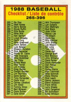 #374 Checklist: 265-396 - 1988 O-Pee-Chee Baseball
