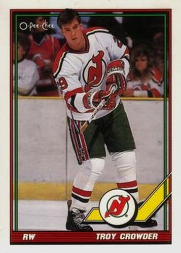 #374 Troy Crowder - New Jersey Devils - 1991-92 O-Pee-Chee Hockey