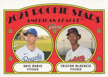 #375 American League 2021 Rookie Stars Kris Bubic / Triston McKenzie - Kansas City Royals / Cleveland Indians - 2021 Topps Heritage Baseball