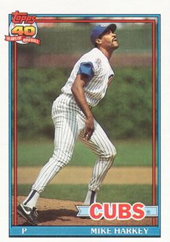 #376 Mike Harkey - Chicago Cubs - 1991 Topps Baseball