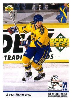 #376 Arto Blomsten - Sweden - 1992-93 Upper Deck Hockey