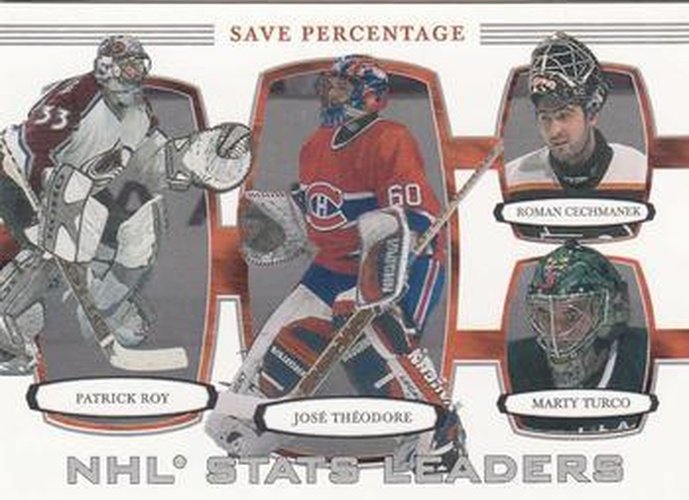 #377 Jose Theodore / Patrick Roy / Roman Cechmanek / Marty Turco - Montreal Canadiens / Colorado Avalanche / Philadelphia Flyers / Dallas Stars - 2002-03 Be a Player First Edition Hockey