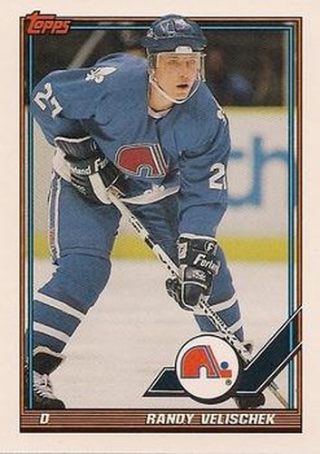 #377 Randy Velischek - Quebec Nordiques - 1991-92 Topps Hockey