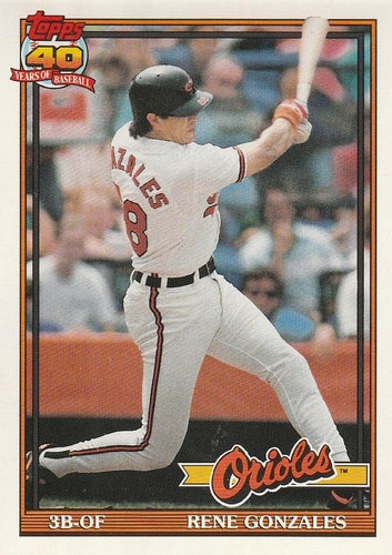 #377 Rene Gonzales - Baltimore Orioles - 1991 O-Pee-Chee Baseball
