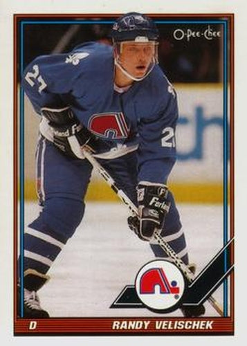 #377 Randy Velischek - Quebec Nordiques - 1991-92 O-Pee-Chee Hockey