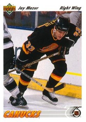 #378 Jay Mazur - Vancouver Canucks - 1991-92 Upper Deck Hockey