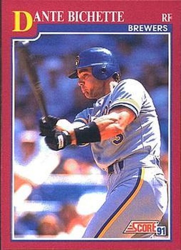 #37T Dante Bichette - Milwaukee Brewers - 1991 Score Rookie & Traded Baseball