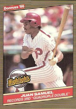 #37 Juan Samuel - Philadelphia Phillies - 1986 Donruss Highlights Baseball