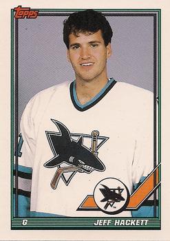 #382 Jeff Hackett - San Jose Sharks - 1991-92 Topps Hockey