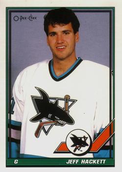 #382 Jeff Hackett - San Jose Sharks - 1991-92 O-Pee-Chee Hockey