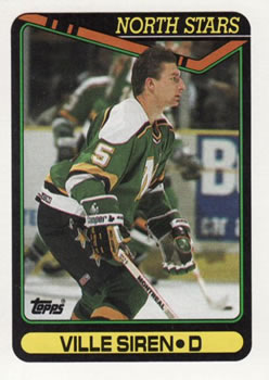 #383 Ville Siren - Minnesota North Stars - 1990-91 Topps Hockey